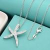 925 Sterling Silver Crystal Big Starfish Decoration Pendants Necklaces Fine Jewelry for Woman Valentine'S Day Gift
