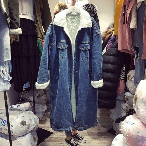 Podzimní a zimní nová korejská verze bavlněné bundy volná a silná rovná hlaveň 100% bavlněná bunda kovbojský kašmírový kabát