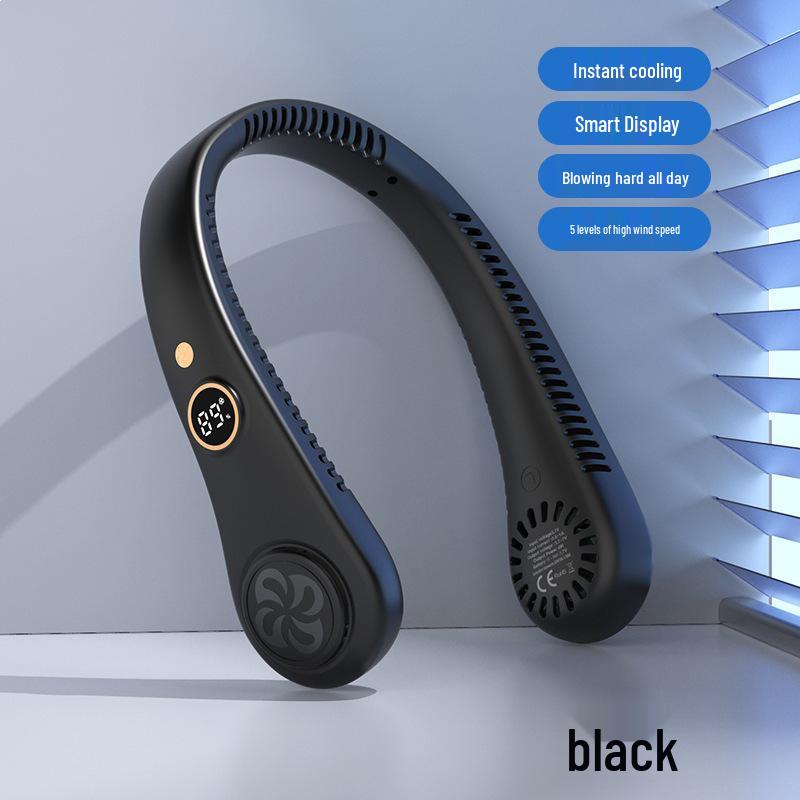 Leafless Neck-Hanging Fan: Portable, Rechargeable, and Powerful for Office and Outdoor Use