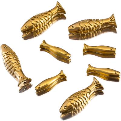 5 pièces 2 pièces Acier Inoxydable Poisson Doré Breloque Espaceur Perle Libre pour Boucle d'Oreille Collier Bracelet DIY Fabrication de Bijoux Matériaux