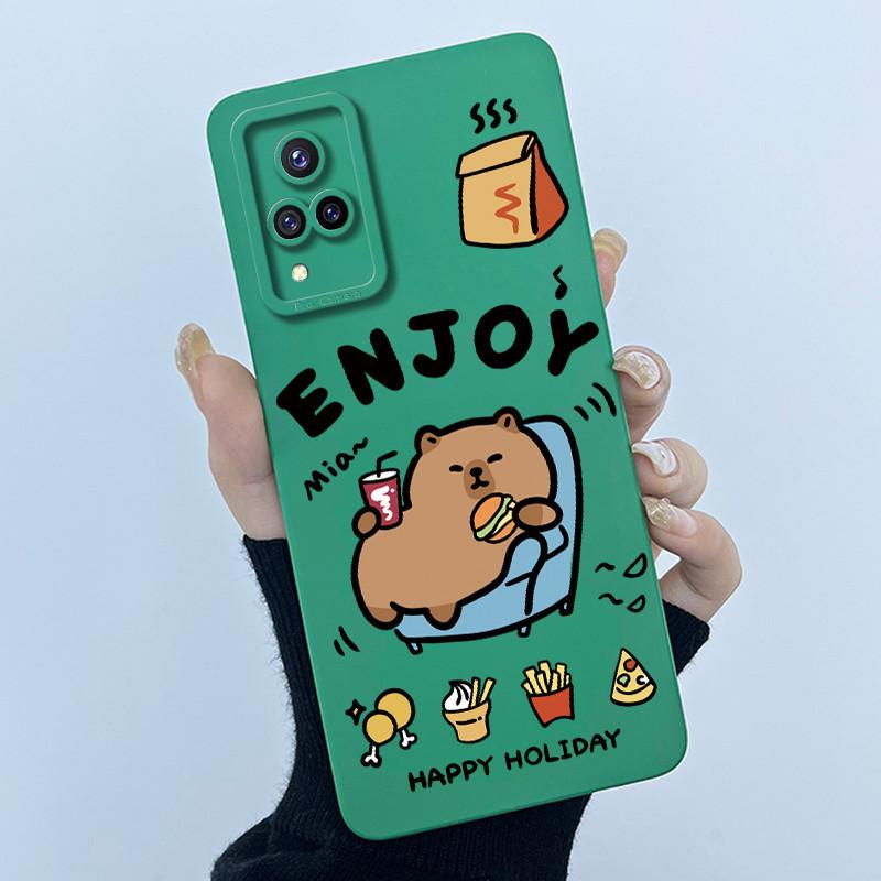 For Vivo V21 4G VIVOV21 5G Cases V2066 V2108 V2050 Soft Silicone Phone Case Sweet Printing Cute Cartoon Protective Painted Cover