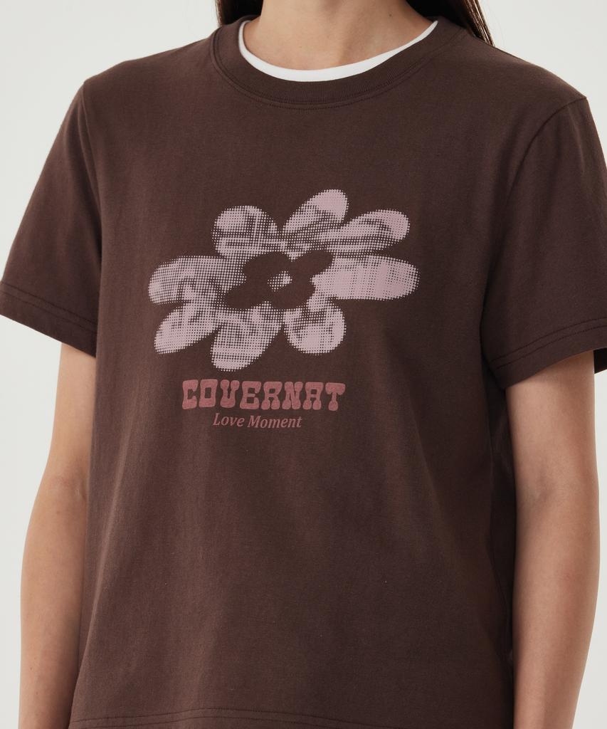 COVERNAT WOMAN Clover Graphic Short Sleeve T-Shirt Off White