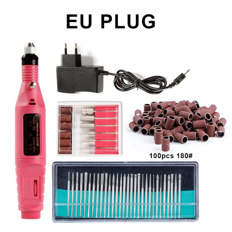 Aparelho elétrico da máquina do polonês da broca do prego para o manicure 30pcs fresas conjunto de bandas de lixamento
