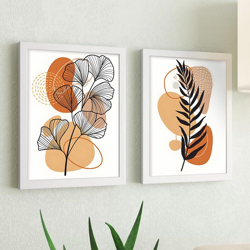 2pcs/set Geometric Art Oil Painting Canvas with Wood Frame Draw Wall Decor Home Living Room Decorations 30x40cm