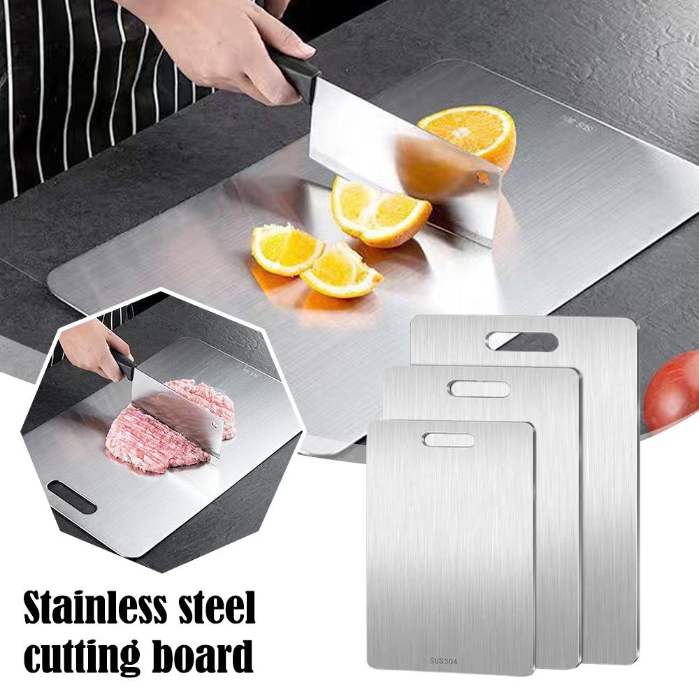 Cutting Board Food-grade Stainless Steel Thickened Double Sides Cutting Board Household Restaurant Fruit Meat Cut Board