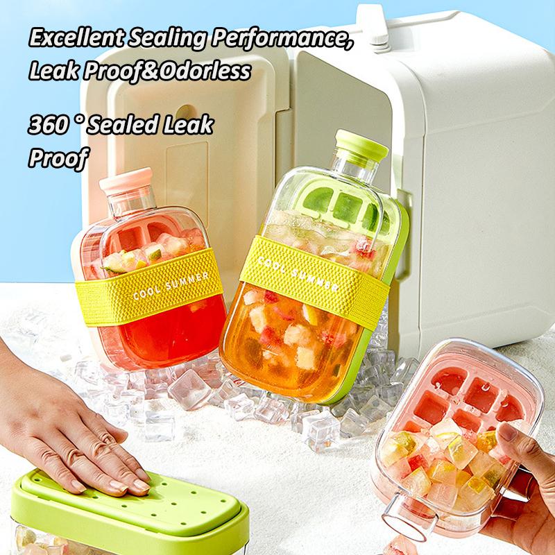 Silikon Frysfack Iskubslådor Utomhus Isvattenflaska med Lock Sugrör Lätt Demold Ismaskinsform för Öl Whiskey Juice