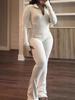 2025 Spring/Summer Sporty Casual Women's Sexy Tight Micro Flare Two-Piece Set with Long Sleeves