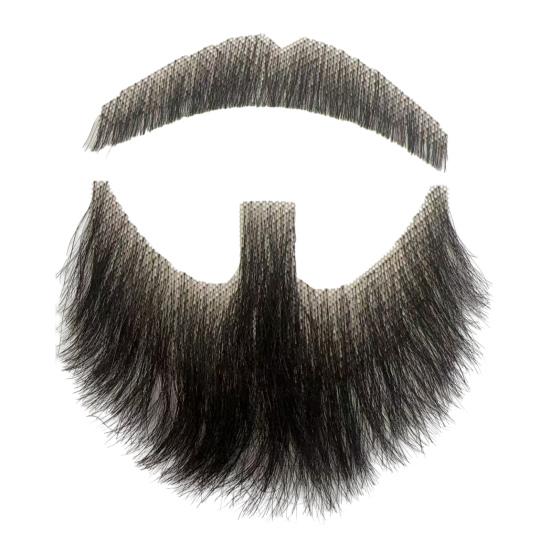 2Pcs Fake Beard Goatee Mustache Handmade Invisible Lace Facial Hair False Goatee Beard Halloween Dressing Men Makeup Drama Party Movie Prop