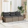 Outdoor Sofa Set of 2, 25.2"x21.3" Grey PE Rattan Patio Couch with Powder-Coated Frame and Removable Cushions, Space-Saving Bal