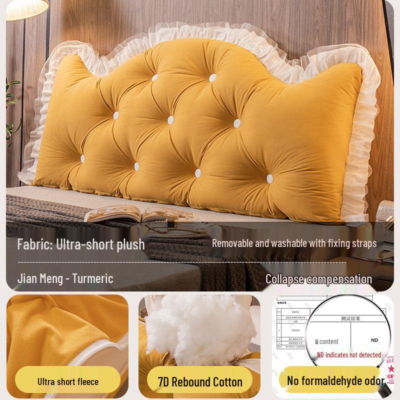 Princess Crown Removable & Washable Headboard Cushion – Large, Soft Upholstered Lumbar Pillow for Bedside & Tatami
