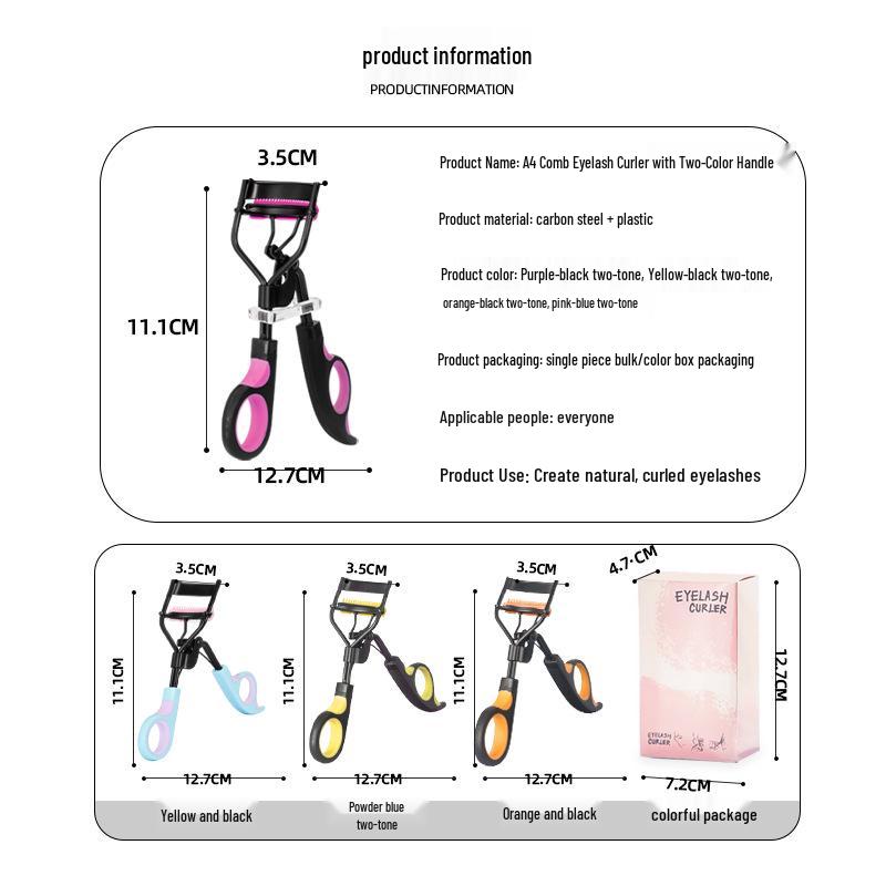 Sunflower Portable Eyelash Curler with Comb - Natural Curling & No Pinching, Beginner-Friendly, Wide Angle Clip.