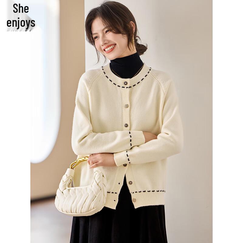 Women's Solid Color Round Neck Knitted Cardigan Sweater