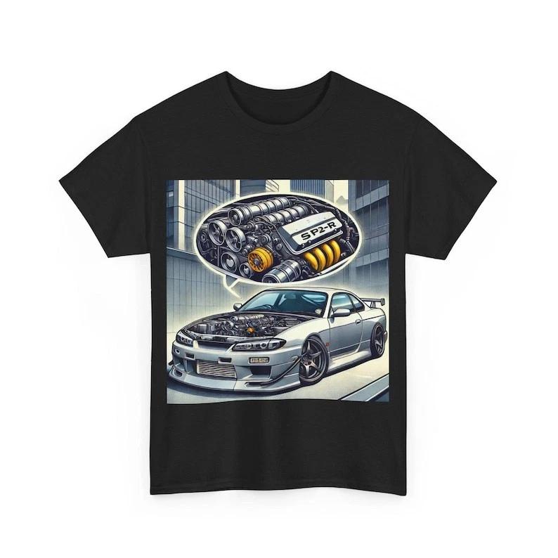 Silvia s14 s15 JDM Car T-Shirt, Automotive Graphic Heavy Cotton Tee XXXL