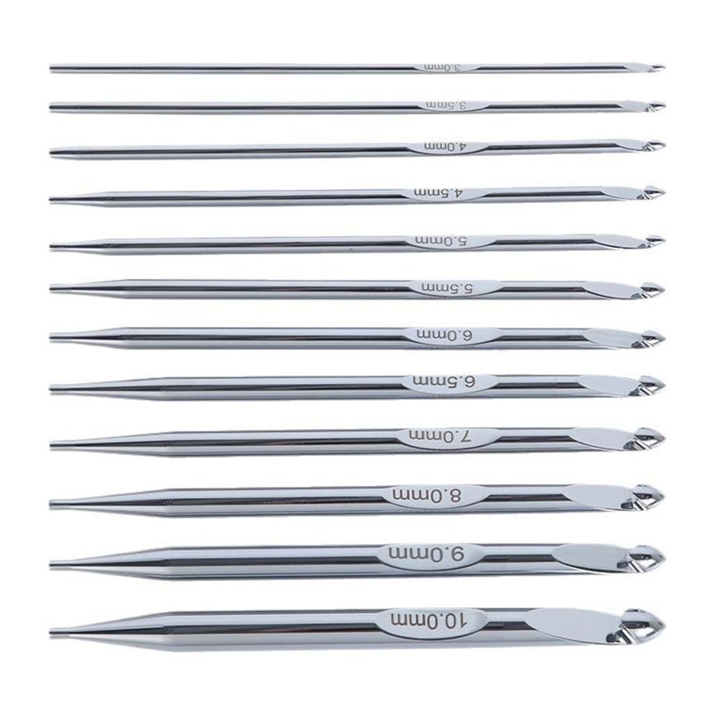 12Pcs Tunisian Crochet Hook with Cable Tunisian Afghan Knitting Hook Needle 3.0mm-10mm Interchangeable Crochet Hook Set
