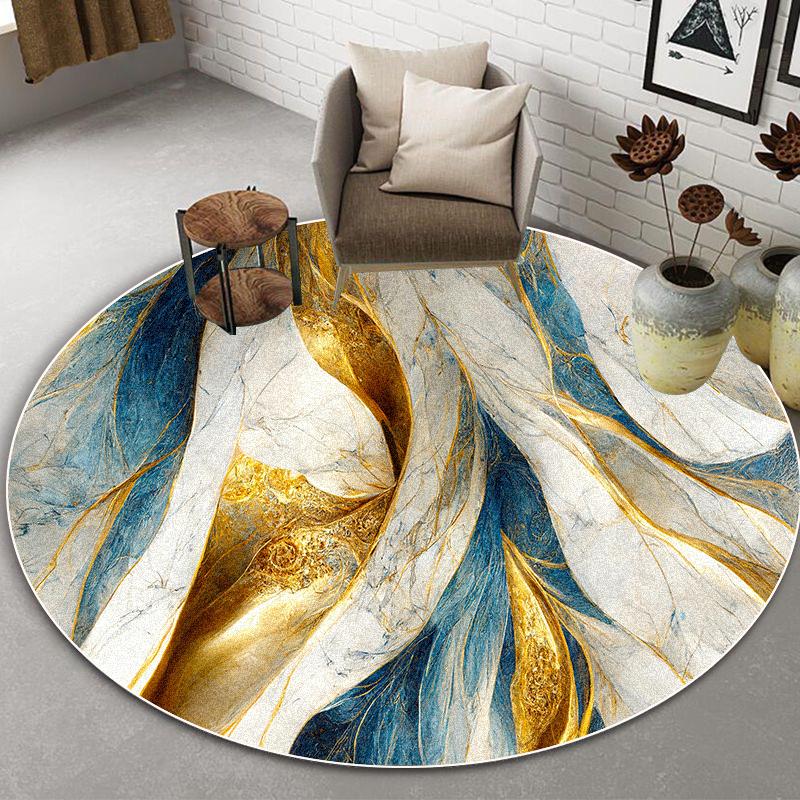 

Золотые Роскошные Мраморные Круглые Ковры Украшение Гостиной Домашние Абстрактные Ковры Большой Площади для Спальни Нескользящие Моющиеся Напольные Коврики 60*60cm
