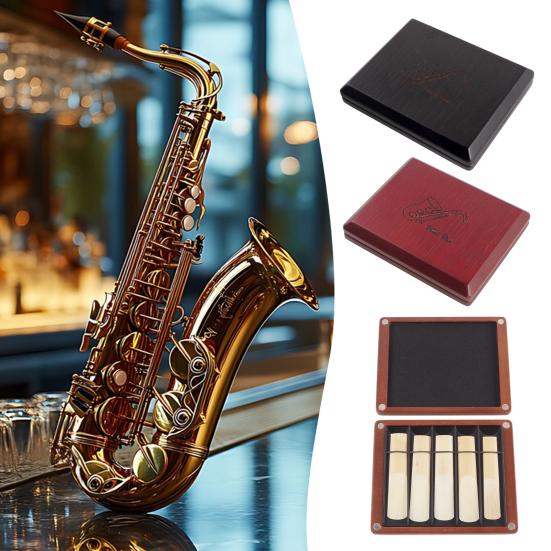 Clarinet Reed Case 10 Slots Saxophone Clarinet Holder Box with Magnetic Closure for Alto Tenor Soprano Saxophone Reeds