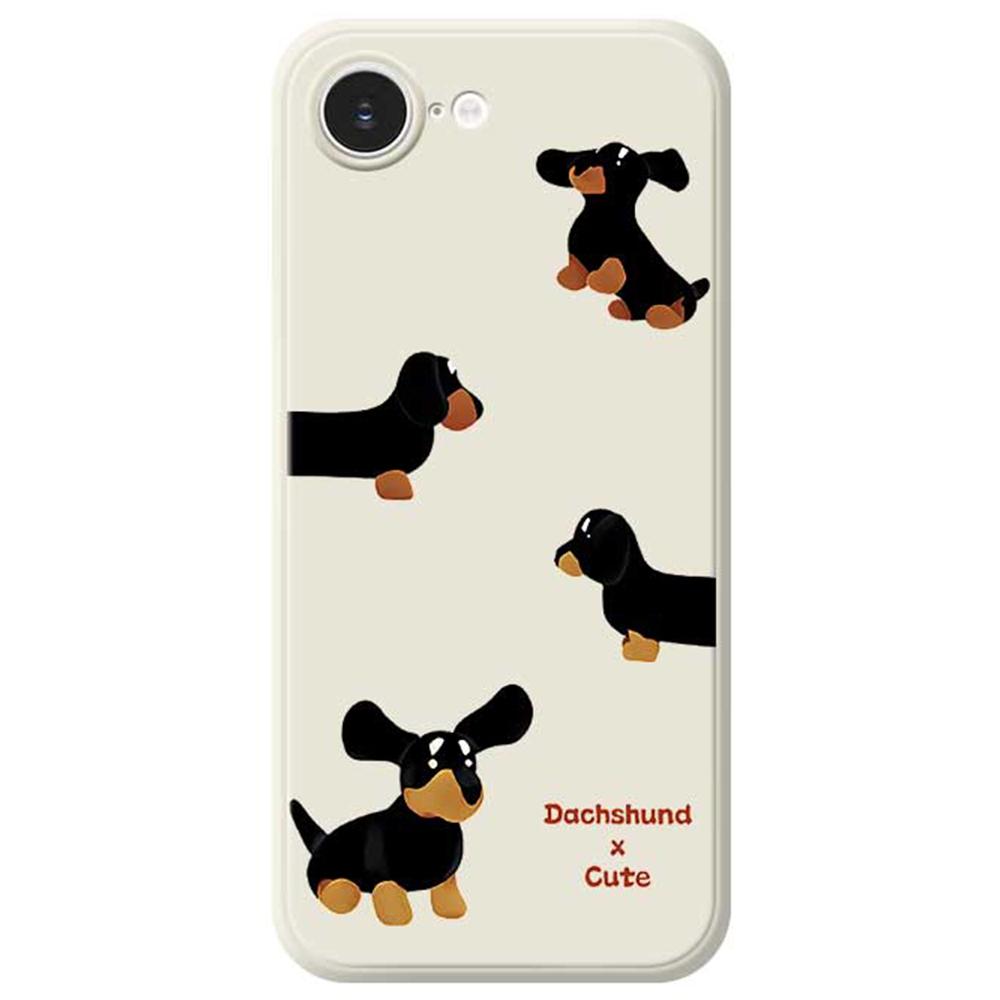 For iPhone 16e Case 4 Dachshunds Pattern Printing Straight Edge TPU Phone Back Cover