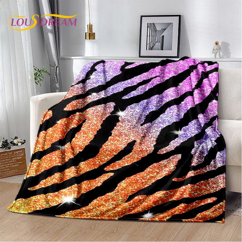 3D Colorful Zebra Pattern Soft Plush Blanket,Flannel Blanket Throw Blanket for Living Room Bedroom Bed Sofa Picnic Office Cover