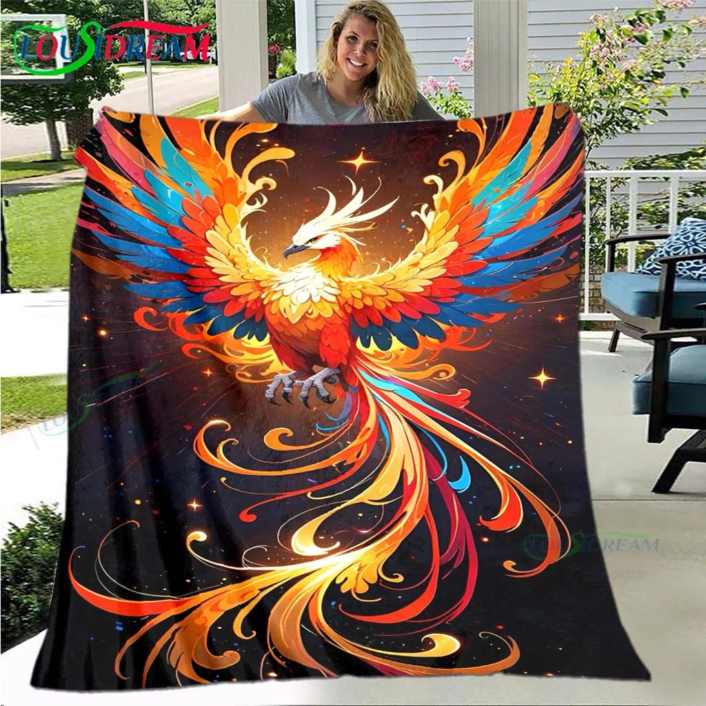 3D Popular Mythical Beast Phoenix Blanket,Flannel Throw Blanket for Home Bedroom Bed Sofa Picnic Office Hiking Leisure Nap Gift