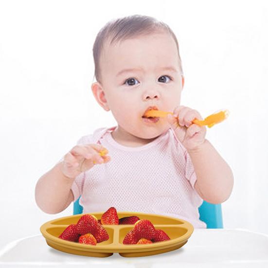 Baby-Besteckgitter-Trennwände, lebensmittelecht, weich, hochtemperaturbeständig, Silikon, Saugnapf, Baby-Besteckschale, Esszubehör