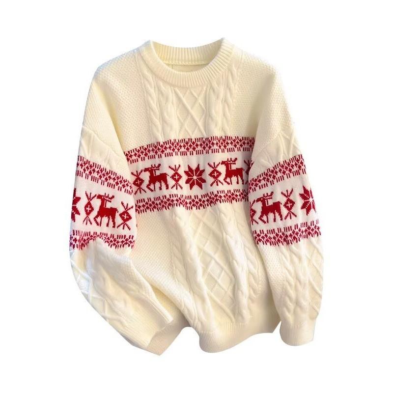 Girls Fair Isle Knit Sweater Winter Thick Soft Pullover Top Sweet Style