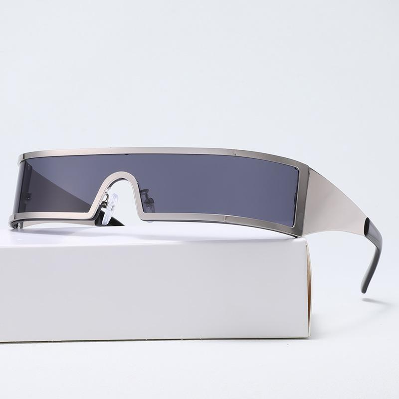 Non-polarized Vintage Trendy Design Small Frame Punk One-Piece Women Men Sunglasses Metal Frame Outdoor Driving Men Sun Eyeglasses