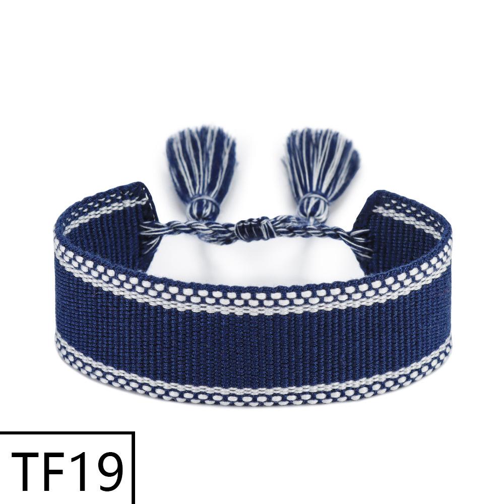 Adjustable European & American Fashion Embroidered Polyester-Cotton Tassel Bracelet with Customizable Logo