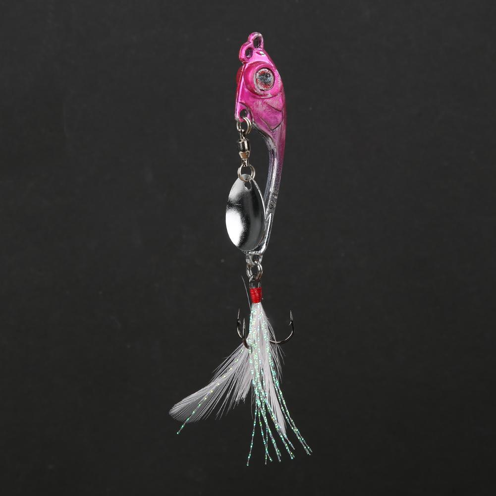 Zinc Alloy Rotating Feather Hook Sequin Lifelike Artificial Bait Fishing Lure Swimbait Accessory