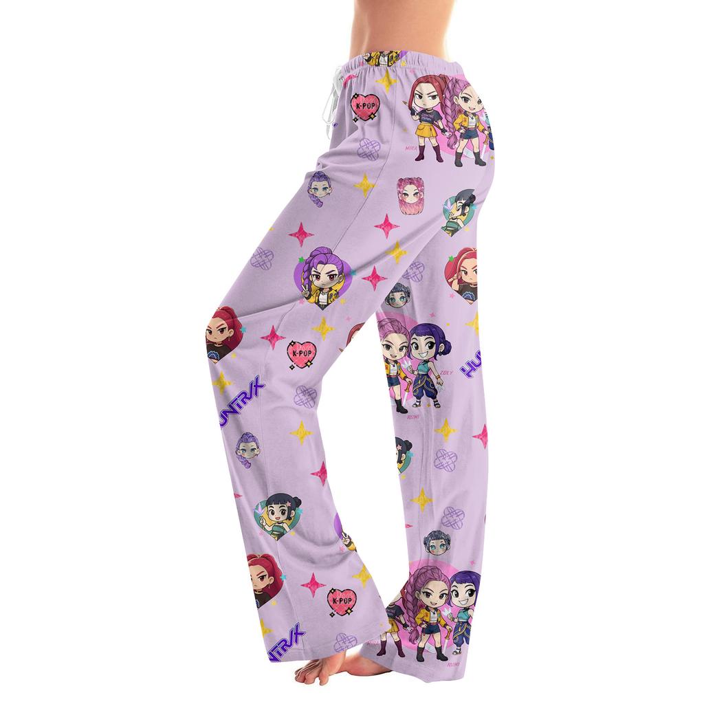 Womens Pajama Pants Sleepwear Casual Drawstring Elastic Waist Pants Comfy Straight Yoga Loose Trousers