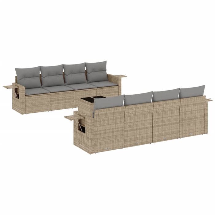 VidaXL Garden Lounge Set with Cushions 9 Pcs, Patio Sofas, Patio Furniture Set, Outdoor Furniture, Beige 3219948