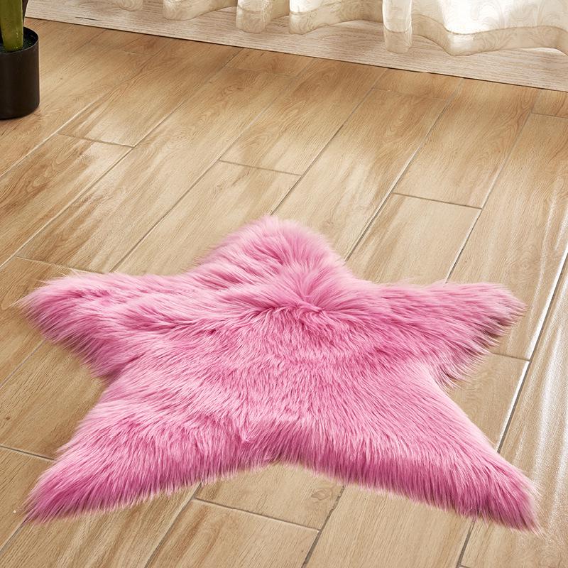 

Machine Washable Modern Faux Fur Rug - Dirt-Resistant Living Room/Bedroom Mat Pentagram 60x60 cm