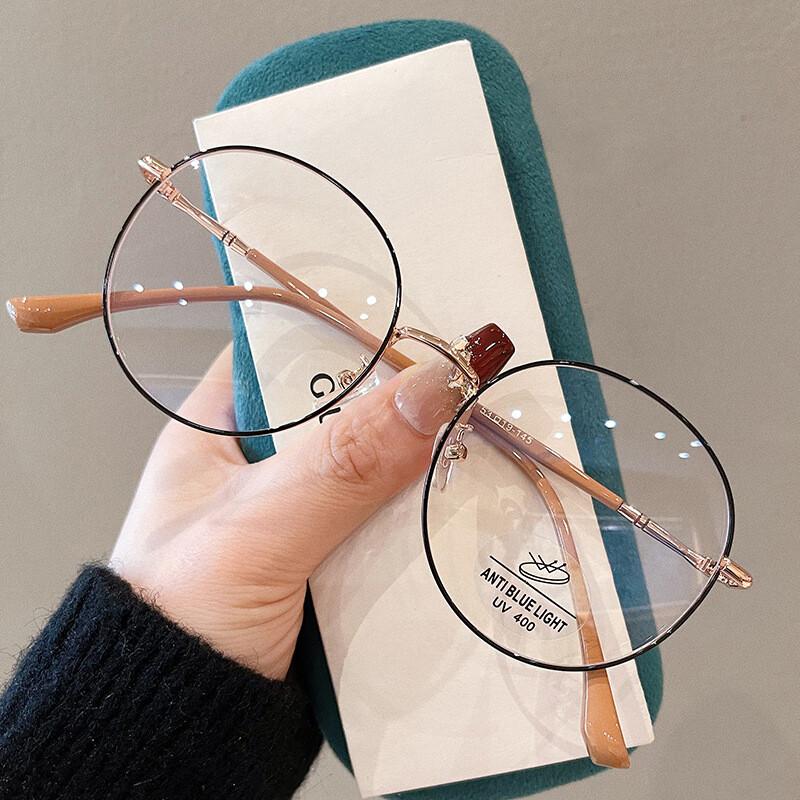 

Classic Blue Light Blocking Women Glasses Frame Fashion Round Metal Reading Eyewear Optical Prescription Presbyopia Eyeglasses 0