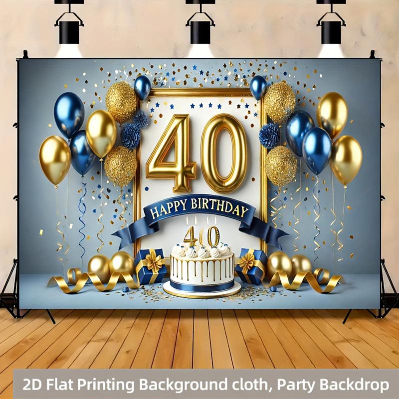 

Black Gold Birthday Backdrop for Party Decoration Polyester 120*80cm - No Holes