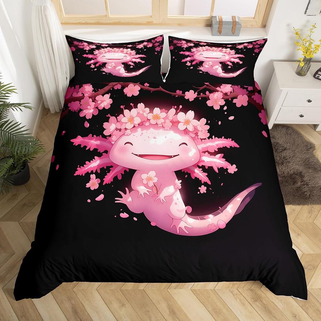 Ocean Sealife Duvet Cover Full Sizecartoon Salamander Comforter Cover Boys Girls Teens Bedspread Cover 3Pcs With 2 Pillowcases