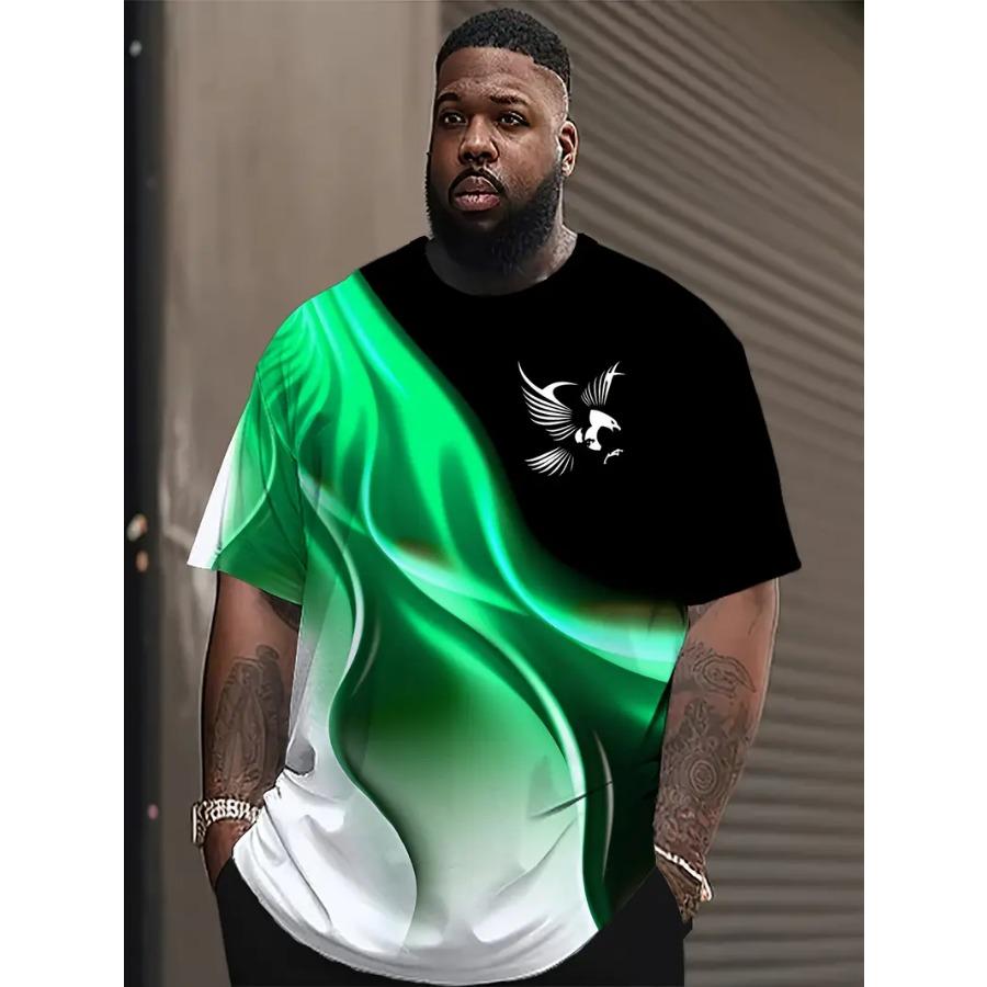 Plus Size Men Tie Dye 3D Print T-shirts Fashion Tees Beachwear Stretch Polyester Sports Short Sleeve Tops