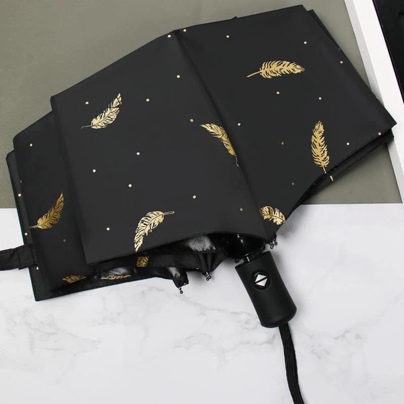 Full-Automatic Rain and Rain Dual-Use Umbrella Female Student School Special Sun Umbrella UV Black Sun-Proof UV Protection
