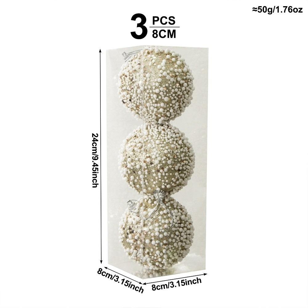 3Pcs/Set Shiny Christmas Ball 8CM Xmas Ornament Ball Durable Christmas Tree Balls  Home