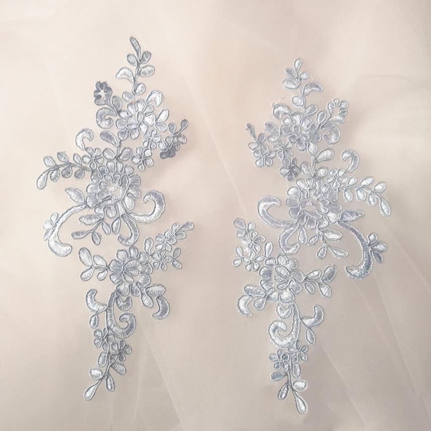 1Pair Embroidery Flower Lace Applique Sew On Patch Fabric Collar Trim Patches Crafts Stickers Neckline DIY Sewing Decoration