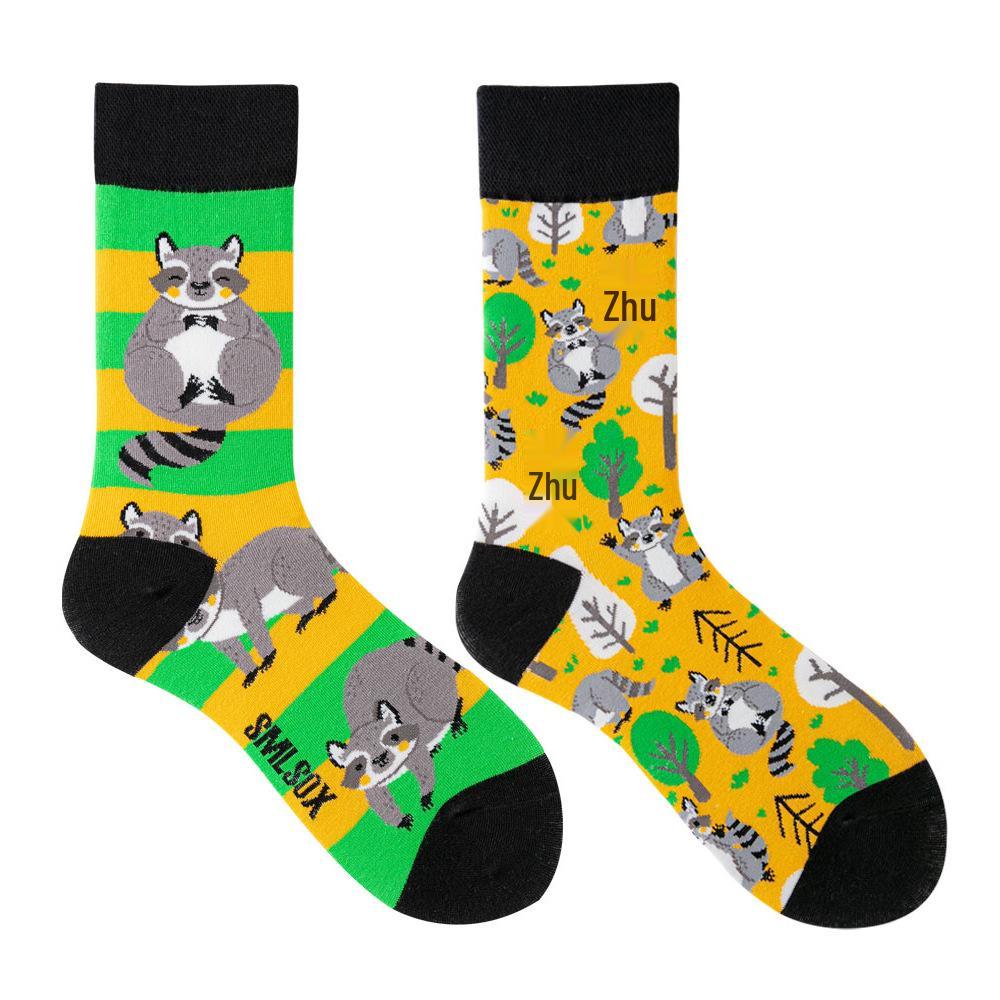 Calzini AB Asimmetrici Trendy Divertenti per Coppia Anatra Mandarina Colorati Calzini a Mezza Gamba SMLSOX