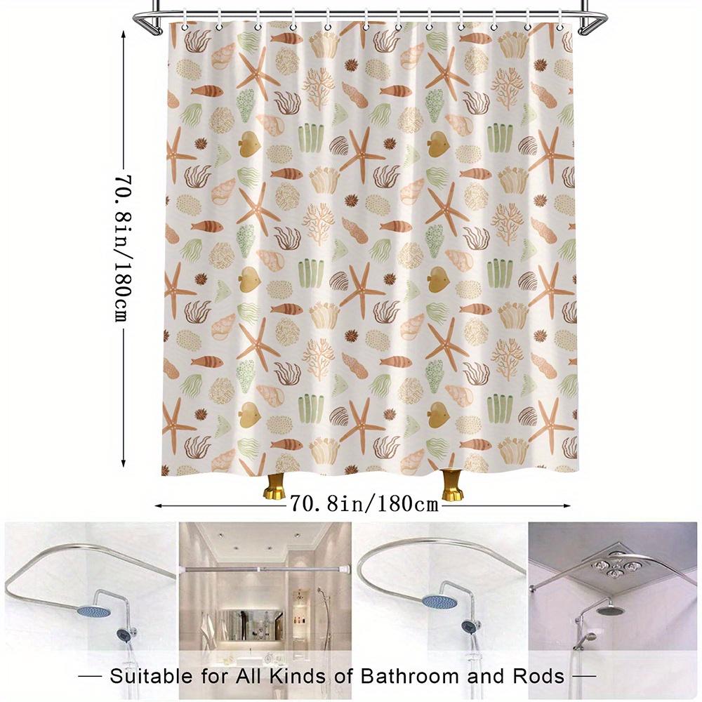 Whimsical Marine Life Shower Curtain - Ocean-Inspired Design with Starfish, Fish & Coral, Soft Tones,  Includes Hooks