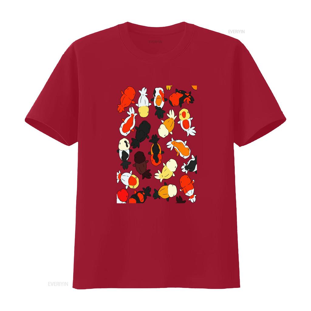 Japanese Ranchu Goldfish T Shirt Colorful Koi Fish Print For All Sizes Vintage Washed Versatile Slightly Fashion Stretched