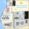Pretend Play Kitchen, Kids Kitchen Playset, with Toy Phone, Chalkboard, Microwave, Cooking Stove, Sink, White