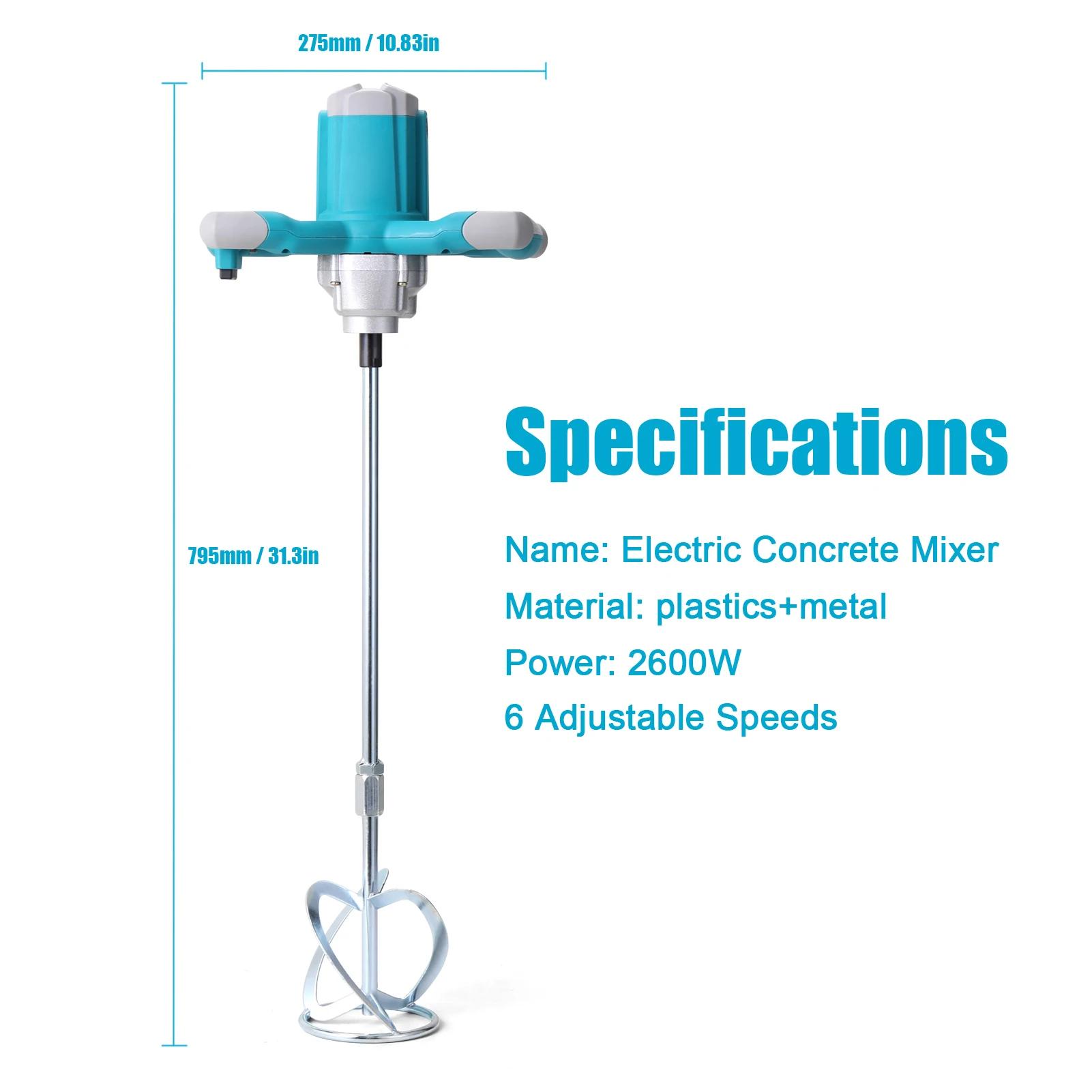 

2600W Electric Concrete Mixer Portable Handheld Concrete Cement Mixer 6 Speeds Adjustable Mixing Machine Thinset Mortar Grout EU червоний