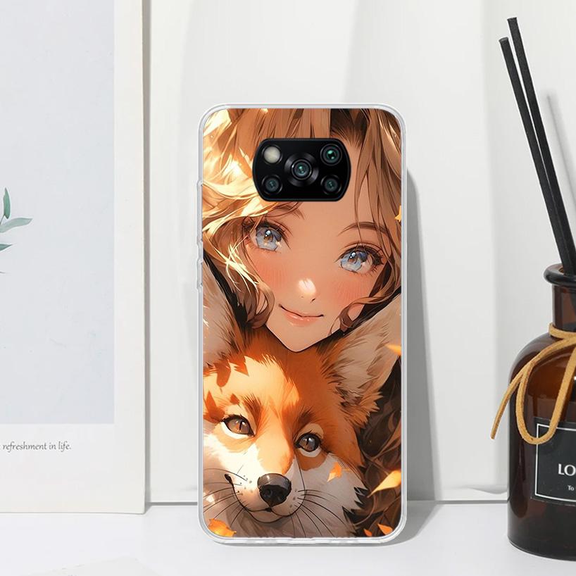 Cute Anime Ins Girls Animal Cat Phone Case For Xiaomi Poco X7 X6 X5 M7 M8 Pro F7 Ultra Redmi 15C 15 13C 13 12C 12 10 10C 10A Art