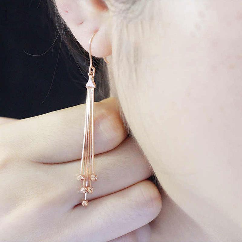 Purple Gold Snake Bone Fringed Earrings Simple Personality Luxury Temperament Rose Gold Plated Earrings