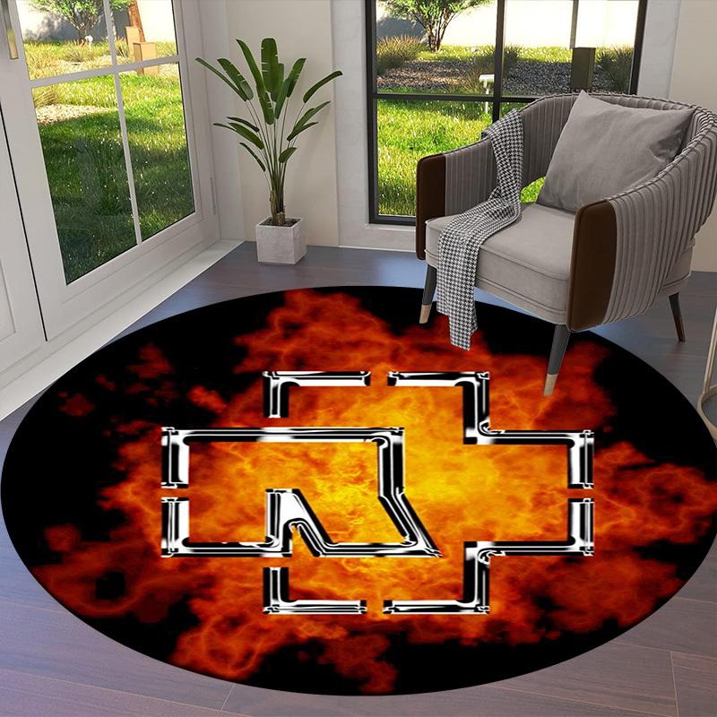 1pc Flaming Symbol Round carpet, Made of Polyester,Perfect for Decorating Office Chairs, Living Rooms