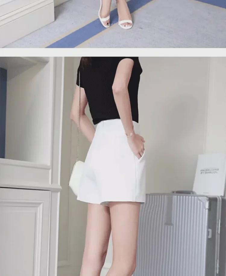 Women's White Wide-Leg High Waist A-Line Slim Suit Shorts for Spring/Summer 2024