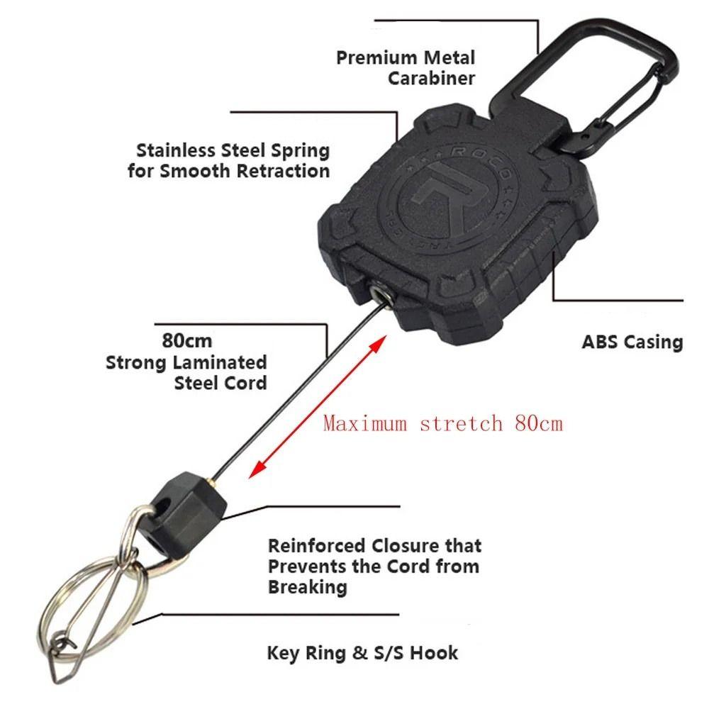 Steel Wire Rope Retractable Keychain High Strength Badge Holder Easy-to-pull Buckle  ID Card