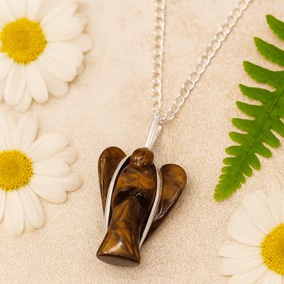 Tiger Eye Pendant Guardian Angel Crystal