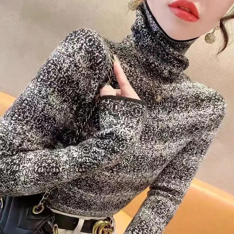 Nové Dámské Hrubé Hřejivé S Dlouhým Rukávem S Vysokým Límcem Vnější a Vnitřní Základní Tričko z Německého Sametu